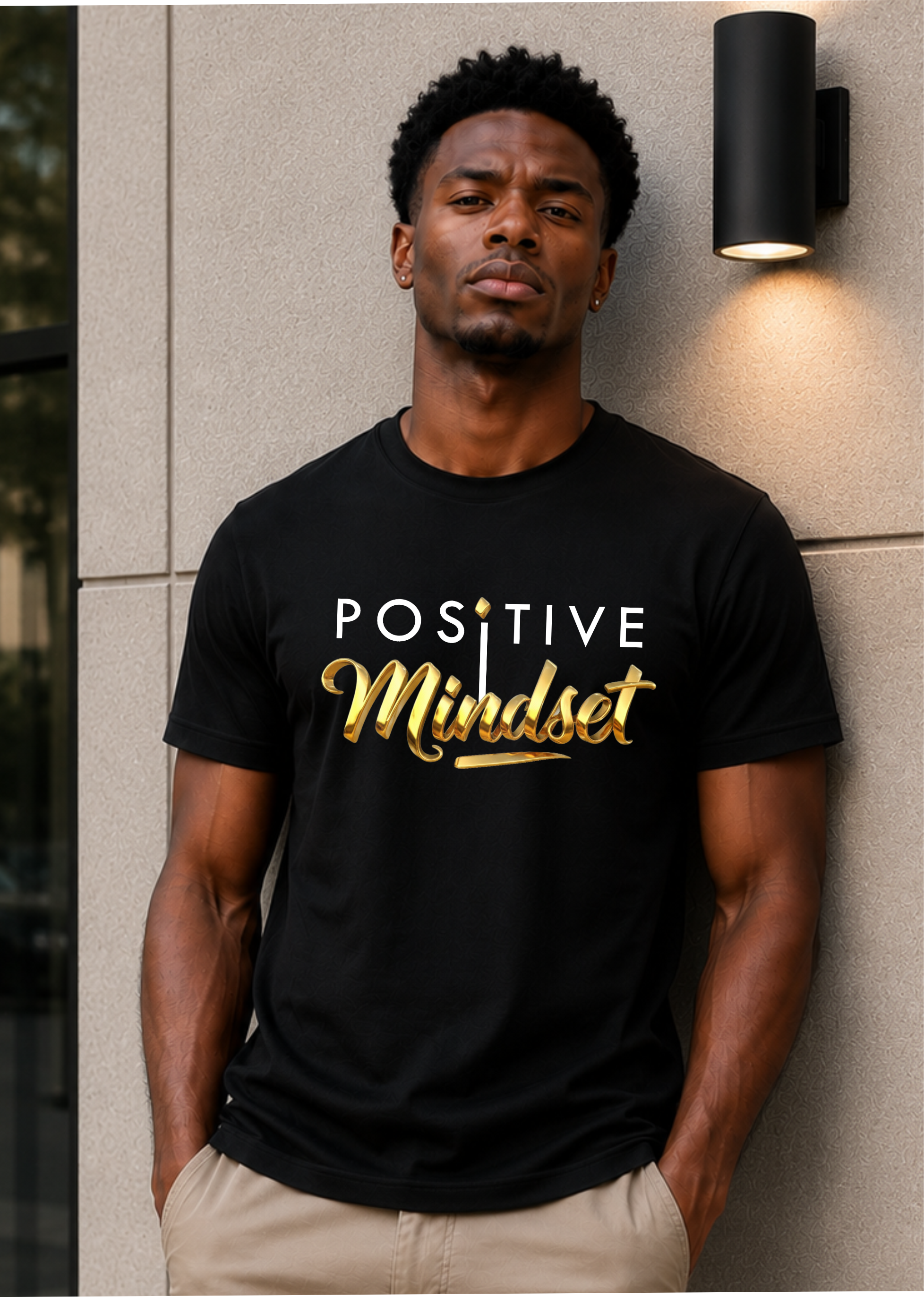 Positive Mindset – Luxury Motivational Unisex Softstyle T-Shirt (black)